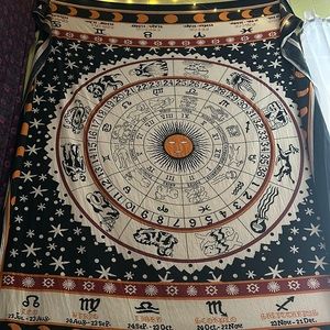 Black and White Zodiac Tapestry Wall hanging Horoscope Tapestry